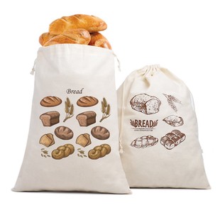 Cross-border 2025 New Cotton Linen Bread Bag Storage Bag Drawstring Bag Baguette Packaging Cotton Bundle Pocket