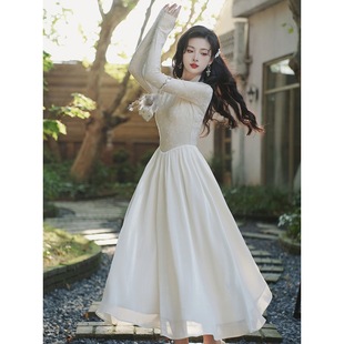 Autumn and winter women's clothing new Chinese style improved cheongsam bottoming light dress large swing princess dress tea break skirt