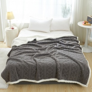 Taffeta Jacquard Lamb Velvet Casual Blanket Thick Blanket Warm Autumn and Winter Office Nap Sofa Blanket