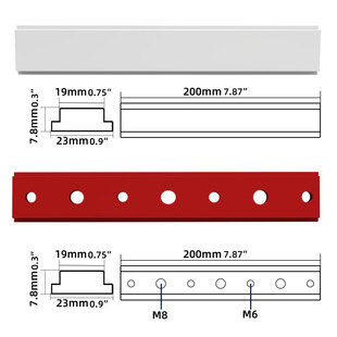 Woodworking Slide 200mm Aluminum Alloy Suitable for 30/45 Type Slide T Slide Slide Slide Inverted Push Table Saw diy