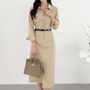 2024 Summer New South Korea Chic Retro Elegant Lace-up dress with Belt