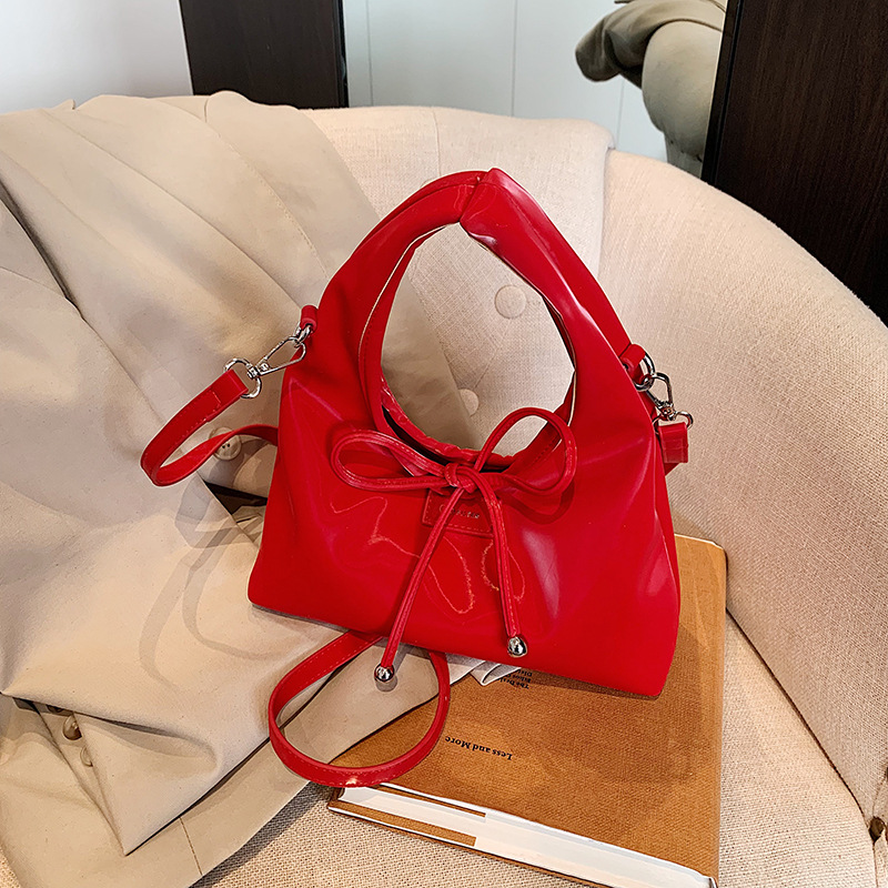 Sweet ribbon bow bucket bag for women, 2025 new style, simple, casual, trendy, versatile, shoulder bag, crossbody bag, handbag