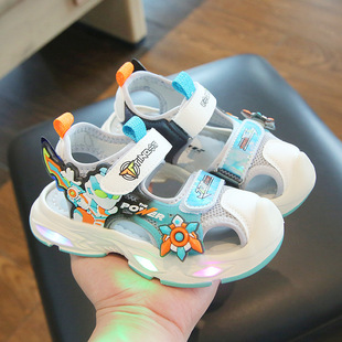 1-3 to 6 Years Old Kidsren's Sandals Boys 2025 Summer New Baotou Beach Shoes Cartoon Thin Kindergarten Shoes