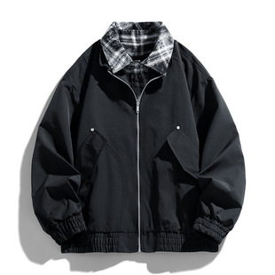 OLA Vintage Trendy Brand Fake Two-piece Stitching Jacket Men's Spring and Autumn Loose Casual All-match Jacket New Top