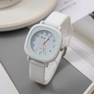 Chinese style retro small square ins high-looking girl's watch men's and Women's Student silicone tape simple quartz watch