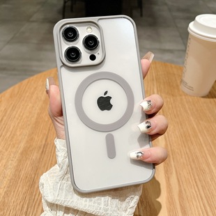 Новый титановый серый чехол для мобильного телефона iPhone15ProMax Apple 14Plus ударопрочный 13 часов прозрачный 12 Магнитный 11