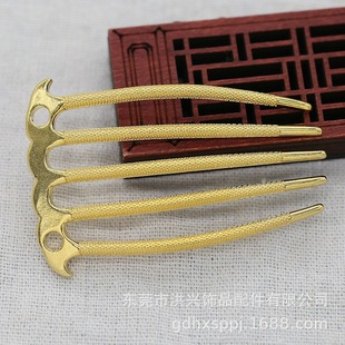 DIY jewelry pure copper 24k copper crossing real gold color retention 48 * 72MM retro exquisite five-tooth hair comb jewelry B1967