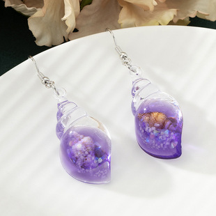 Qingdao Accessories Japanese and Korean New Transparent Resin Color Conch Creative Design Irregular Marine Life Earrings