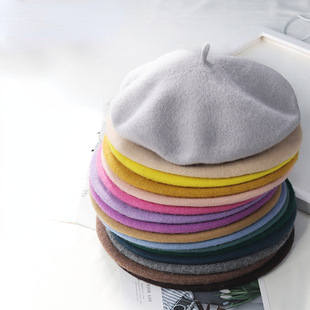 Foreign Trade Hat Women's Winter Beret Korean Style Japanese Wool Beret Retro Warm Painter Hat Woolen Needle