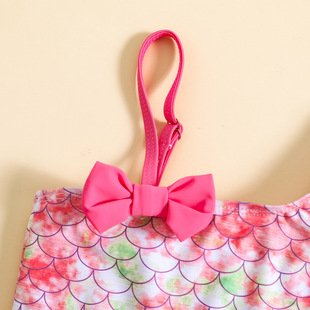 Cross-border children's one-shoulder sling bow bikini baby girl swimming suit