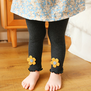Cross-border explosions dual-use crotch baby sunflower spring and autumn cropped pants girls baby high elastic leggings thin pantyhose
