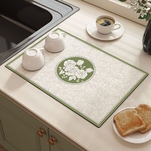 Light Luxury Advanced Kitchen Drain Mat Dining Table Top Oil Absorbent Water Absorbent Mat Coffee Machine Dirt Resistant Anti-Slip Mat