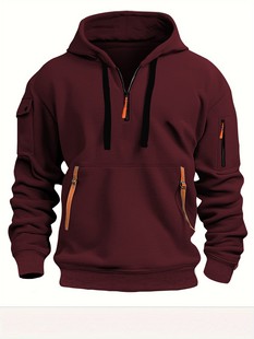 2024 Cross-border Autumn and Winter Men's Sports Casual Sweater Hooded Pullover Zipper Multi-pocket Men's Sweater Jacket