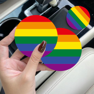 Cross-border Explosive Independence Day Printing Coaster Car Cup Mat Car Cup Holder Mat Heat Insulation Mat Car Decoration Supplies
