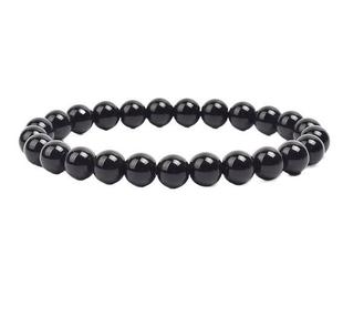8mm black gold obsidian Silver Stone Buddha beads bracelet gift men and women bracelet DIY cross-border supply Buddha beads bracelet