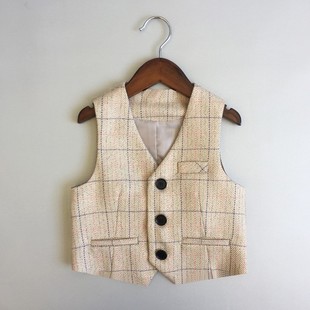 Children's single vest dress single spring and autumn boys' performance clothing little children's British performance clothing Birthday Handsome fleece-lined