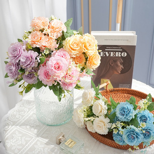 Cross-border wholesale foam peony artificial flower silk cloth fake flower home decoration wedding photography desktop decoration