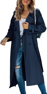 Amazon Paris women trench coat cool-looking women's autumn long elastic band casual trench coat