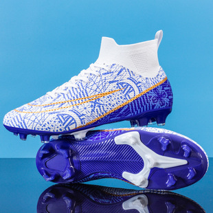 New Foreign Trade High-top Football Shoes Student AG Spike Competition Training Shoes Artificial Grass Crushed Nails TF Sneakers plus size