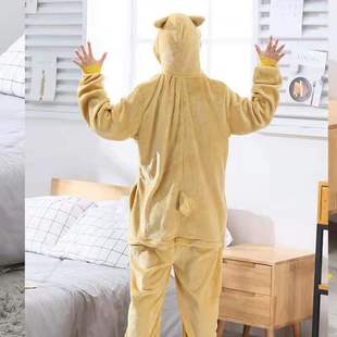 Cross-border Flannel Cartoon Animal Siamese Pajamas Children Dinosaur Totoro Adult Siamese Pajamas Home Costume