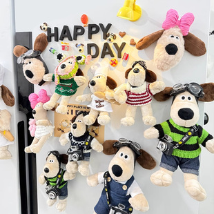 Plush Pilot Dog 2024 New Style Refrigerator Sticker Personalized Magnetic Sticker Home Entrance Door Hole Board Decoration