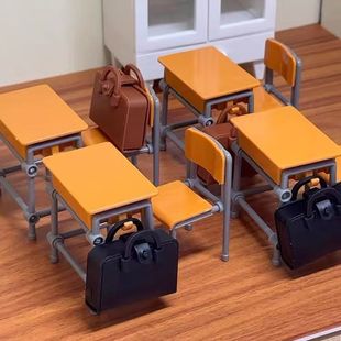Simulation mini play miniature desk model desk bag chair kindergarten classroom scene matching props