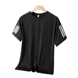 Short-sleeved T-shirt Men's Summer Thin Ice Silk Breathable Half-sleeved plus size Three-bar Quick-drying Clothes Men's Sports Loose Top Trendy
