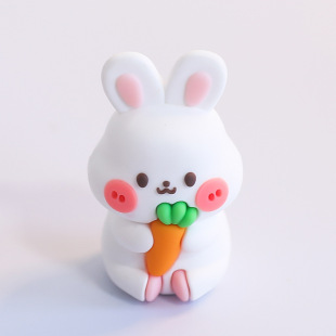 Cute Cartoon Carrot Rabbit Three-dimensional Soft Glue Doll Ornaments Mori Rabbit Theme Cake Decoration Supplies