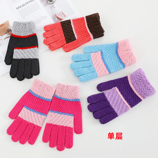 Thickened half-finger line gloves for students to keep warm full-finger riding plus fluff outdoor typing winter men's Korean version