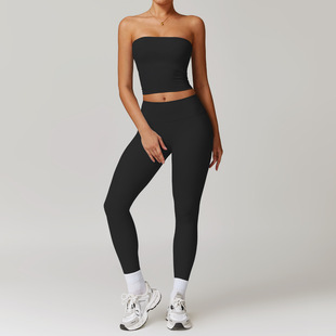 Cross-border sanding beauty back yoga clothing suit high waist tight yoga long sleeve fitness clothing sports suit women 8886