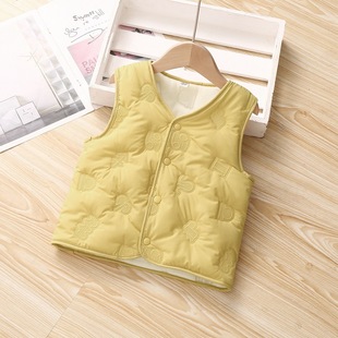 Autumn and winter children's waistcoat boys and girls baby baby waistcoat velvet warm quilted vest children's clothing wholesale