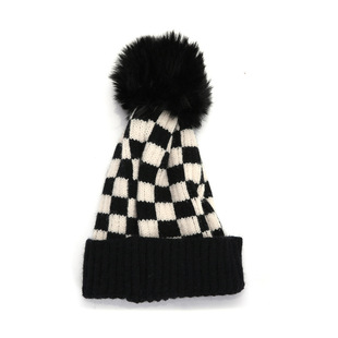 ins Japanese-style Korean-style Trendy Wool Hat for Baby Boys and Girls Children Chessboard Plaid Knitted Hat Cold Hat for Children