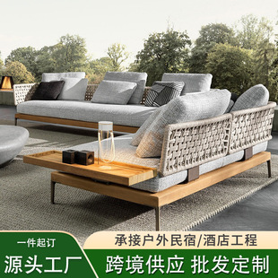 Outdoor Aluminum Alloy Sofa Patio Outdoor Sofa Designer Rattan Teak Sofa Balcony Terrace Outdoor Furniture