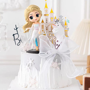 Wholesale Ice Queen Aisha Princess Cake Decoration Ornaments Anna Children Girls Birthday Baking Castle Snowflake