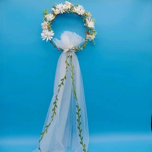Korean style fresh wreath artificial flower veil Corolla new scenic spot Photo travel sketch handmade flower bride headdress