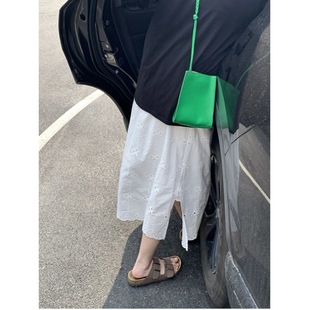 Hollow-Out Embroidered White Skirt Women's Spring and Autumn French A- Line Straight Skirt Small Skirt Dosing Beautiful Long Skirt