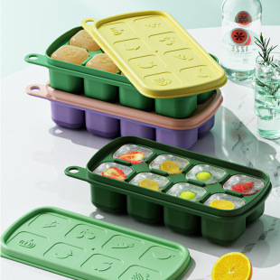 Silicone Ice Crate Mold Ice Box with Lid Ice Storage Box Household Food Grade Ice Box One-Button Ice Removal Ice Removal Easy Ice Removal