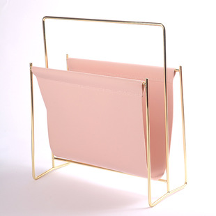 Nordic simple metal leather magazine rack iron home decoration newspaper rack book storage rack wholesale
