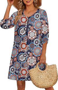 European and American Amazon AliExpress 2024 Women's Casual Beach Summer dress Tassel Round Neck Sleeve Print