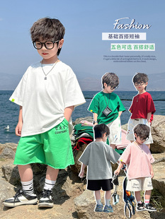 Boys Summer Short-sleeved T-shirt 2025 New Children Summer Solid Color Half-sleeved T-shirt Boys Summer Handsome Top
