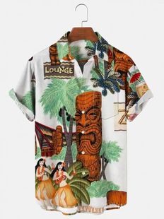 2023 new men's short sleeve shirt cross-border trade 3D digital printing trend casual factory direct sales