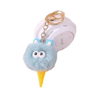 New cartoon fur ball ice cream pendant cute elf small coal ball keychain car bag ornaments wholesale