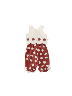 Yubao Children's Wear Children's Summer New Cartoon Printed Vest Two-piece Bow Pants Girls' Trousers suit