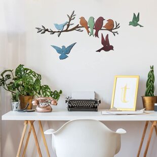 TEMU Cross-border Iron Bird Branch Wall Decoration Wall-mounted Outdoor Courtyard Balcony Garden Grass Dam Wall Decoration