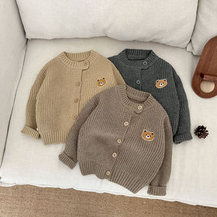 South Korea Boys Knitted Cardigan Spring New Handsome Children's Fashionable Casual Sweater Autumn Baby All-match Jacket