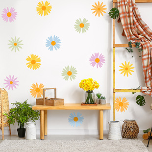 MS6421 Fresh Simple Colorful Flower Daisy Sunflower Wall Stickers Living Room Bedroom Home Decoration Wall Stickers