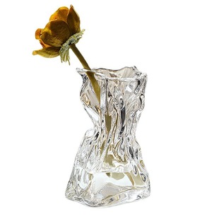 Factory Supply Pleated Paper Glass Vase Light Luxury Colorful Living Room Dining Table Creative Hydroponic Dried Flowers Rose Flower Ornaments