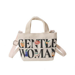 Таиландская мини-парусиновая женская сумка GentleWoman с двусторонним буквенным принтом, Новая универсальная сумка-мессенджер через плечо
