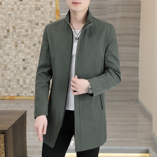 610990 Spring and Autumn New jacket men's youth casual plus size stand collar mid-length jacket men's pure one-piece delivery