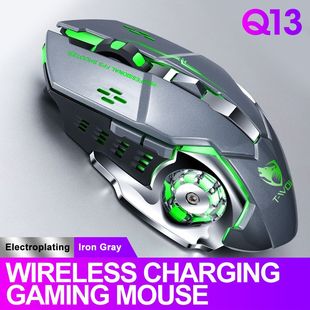 T-WOLF Thunderwolf Q13 charging mute wireless mouse dual-mode game business luminous mechanical mouse typec cross-border
